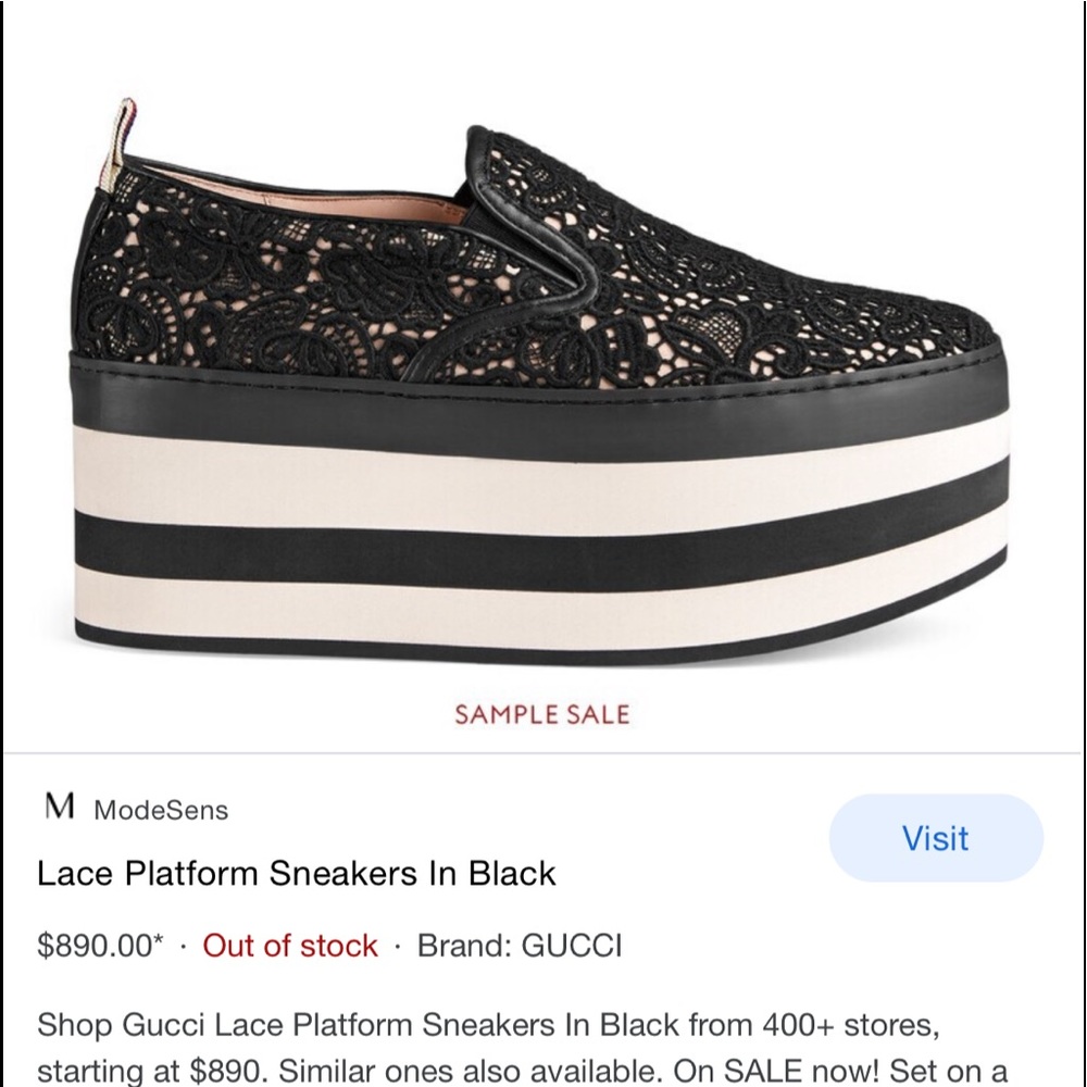 NWOT (new with tags cut off) size 35.5 Gucci platform sneakers lace and striped